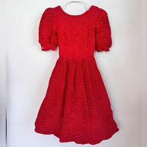 Vintage J.B Express Red with White Polka Dot Midi Dress